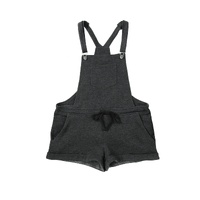 Gray Vintage Washed Drawstring Short Overalls - S thumbnail