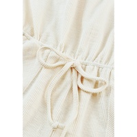 Azura Exchange Beige Ribbed Elastic Waist Romper - L thumbnail