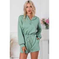 Blue French Terry Hoodie Romper - XL thumbnail