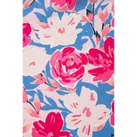 Pink Floral Print Asymmetrical Neckline Single Shoulder Drape Sleeve Belted Jumpsuit - L thumbnail