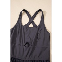 Carbon Grey Back Crossed Straps Hollow Out Jogger Jumpsuit - L thumbnail
