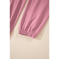 Light Pink Lace-up Elastic Waist Sleeveless Square Neck Jumpsuit - L thumbnail