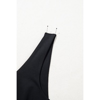 Black Plain Sleeveless Loop Drawstring Cinched Waist Romper - S thumbnail