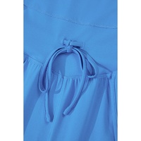 Blue Crossed Spaghetti Straps Drawstring Waist Sporty Romper - L thumbnail
