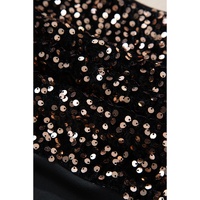 Black Deep V Back Sequin Puff Sleeve Bodysuit - M thumbnail