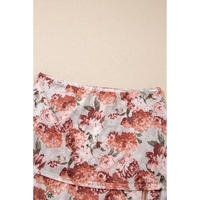 Pink Floral Printed Long Sleeve Sheath Bodysuit - L thumbnail