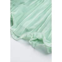 Green Pleated Ruffled Tie Waist Buttons V Neck Romper - M thumbnail