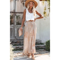 Azura Exchange Flower Print Maxi Skirt with Smocked Waist and Button Slit - S thumbnail