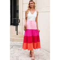 Azura Exchange Tiered Drawstring Maxi Skirt - L thumbnail