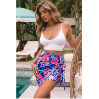 Azura Exchange Floral Print Lace-up Bodycon Mini Skirt - L thumbnail