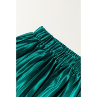 Blackish Green Satin Elastic Waist Pleated Maxi Skirt - XL thumbnail