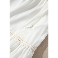 White Contrast Stitching Trim Knotted High Waist A-Line Mini Skirt - L thumbnail