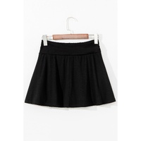 Black Wide Waistband Ruched Skort - M thumbnail