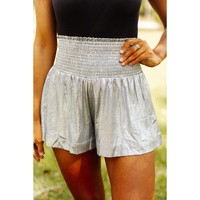 Azura Exchange Smocked High Waist Shorts with Metallic Sheen - L thumbnail