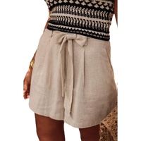 Parchment Tie Waist Casual Linen Shorts - L thumbnail