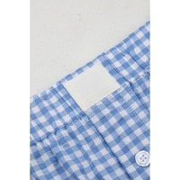 blue Red Plaid Gingham Printed High Waist Shorts - L thumbnail