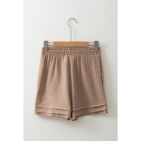 Straw Yellow Textured Tiered Edge High Waist Casual Shorts - XL thumbnail