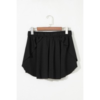 Black Drawstring High Waist Lined Tennis Skorts - M thumbnail