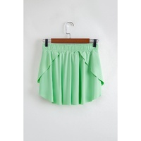 Light Green Drawstring High Waist Lined Tennis Skorts - S thumbnail