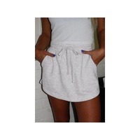 Light Grey French Terry Drawstring Mini Skort with Pockets - XL thumbnail