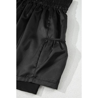 Black Elastic High Waist Pocketed Casual Shorts - M thumbnail