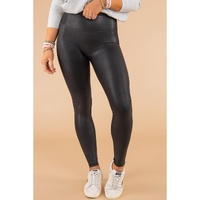 Black Faux Leather Skinny Leggings - L thumbnail
