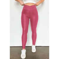 Rose Red Crossed Dip Waist Sleek Leather Leggings - M thumbnail