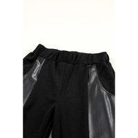 Black Leather Panel Patchwork High Waist Leggings - XL thumbnail