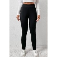 Black Fleece Lining Winter High Waist Leggings - L thumbnail