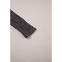 Dark Grey Wide Waistband Ribbed Textured Knit Leggings - S thumbnail