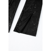 Black Faux Leather Splits High Waist Leggings - L thumbnail