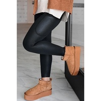 Black V Crossover High Waist Pocketed Leggings - L thumbnail