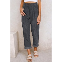 Gray Corduroy High Waist Straight Leg Pants - 10 US thumbnail