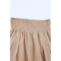 Azura Exchange Smocked High Waist Wide Leg Pants in Khaki - XL thumbnail