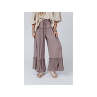Azura Exchange Frilled Drawstring High Waist Wide Leg Pants - S thumbnail