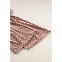 Dusty Pink Solid Color High Waist Flare Corduroy Pants - L thumbnail