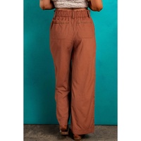 Red Dahlia Elastic Waist Pocketed Casual Straight Leg Pants - S thumbnail