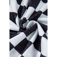 Black 2-Tone Checked Print High Waist Wide Leg Pants - L thumbnail