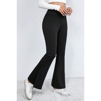 Black Thermal Lined Split Flare Leg Pants - S thumbnail