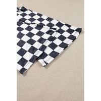 Black Checkerboard High Rise Casual Flared Pants - S thumbnail