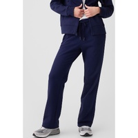 Navy Blue Solid Color Fleece Lined Drawstring Waist Casual Pants - L thumbnail