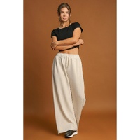 Apricot Loop Drawstring Casual Wide Leg Pants - S thumbnail