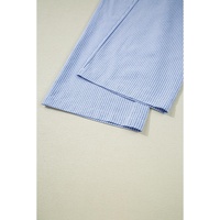 Sky Blue Stripe Wide Leg Buttoned Lace up Elastic High Waist Pants - XL thumbnail