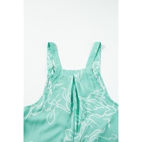 Moonlight Jade Printed Bib Wide Leg Overalls - L thumbnail