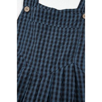 Sail Blue Plaid Print Buttoned Pocketed High Waist Overall - M thumbnail