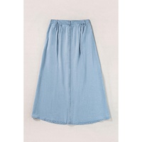 Mist Blue Fully Buttoned Long Denim Skirt - XL thumbnail