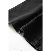Black Button Fly Side Split High Waist Denim Midi Skirt - XL thumbnail