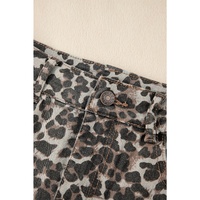 Khaki Leopard Denim Mini Skirt - 10 US thumbnail