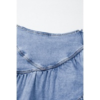 Beau Blue Asymmetric Ruffle Overlay Denim Mini Skirt - L thumbnail