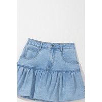 Myosotis Bubble Hem Denim Mini Skirt - L thumbnail